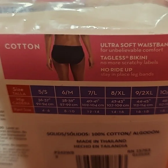 Nwt Hanes 2 Pairs women's Cotton Bikini Underwear - Black and Cream - Picture 4 of 5